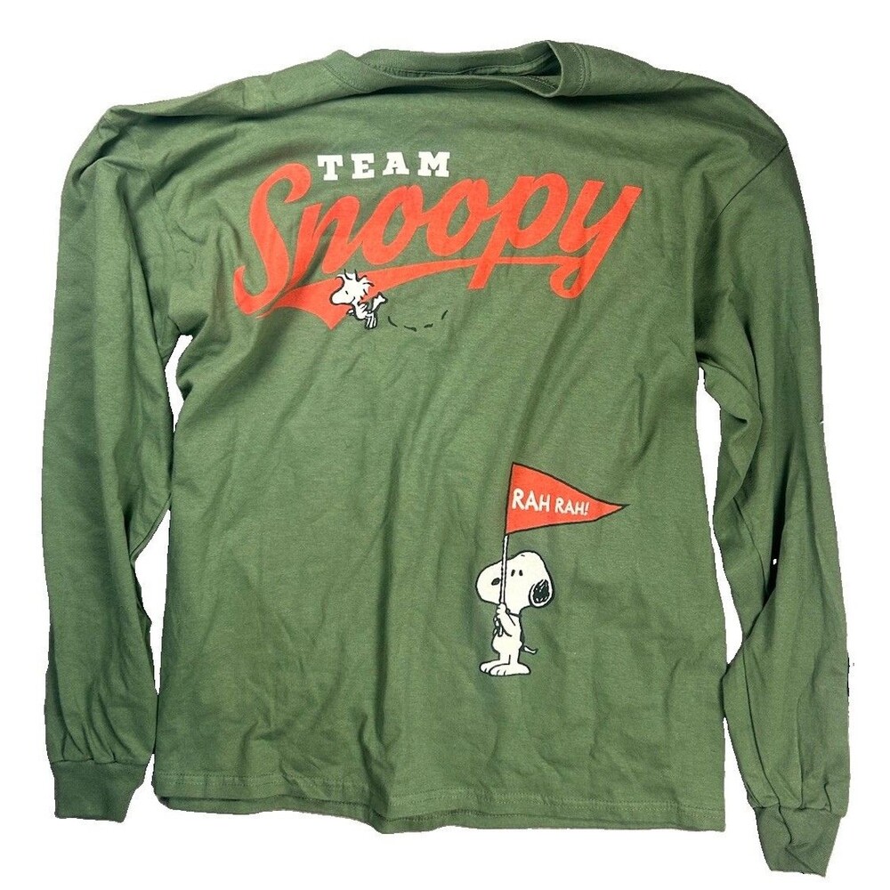 Love Tribe Team Snoopy Peanuts Long Sleeve Graphic Tee 2X Green NWT